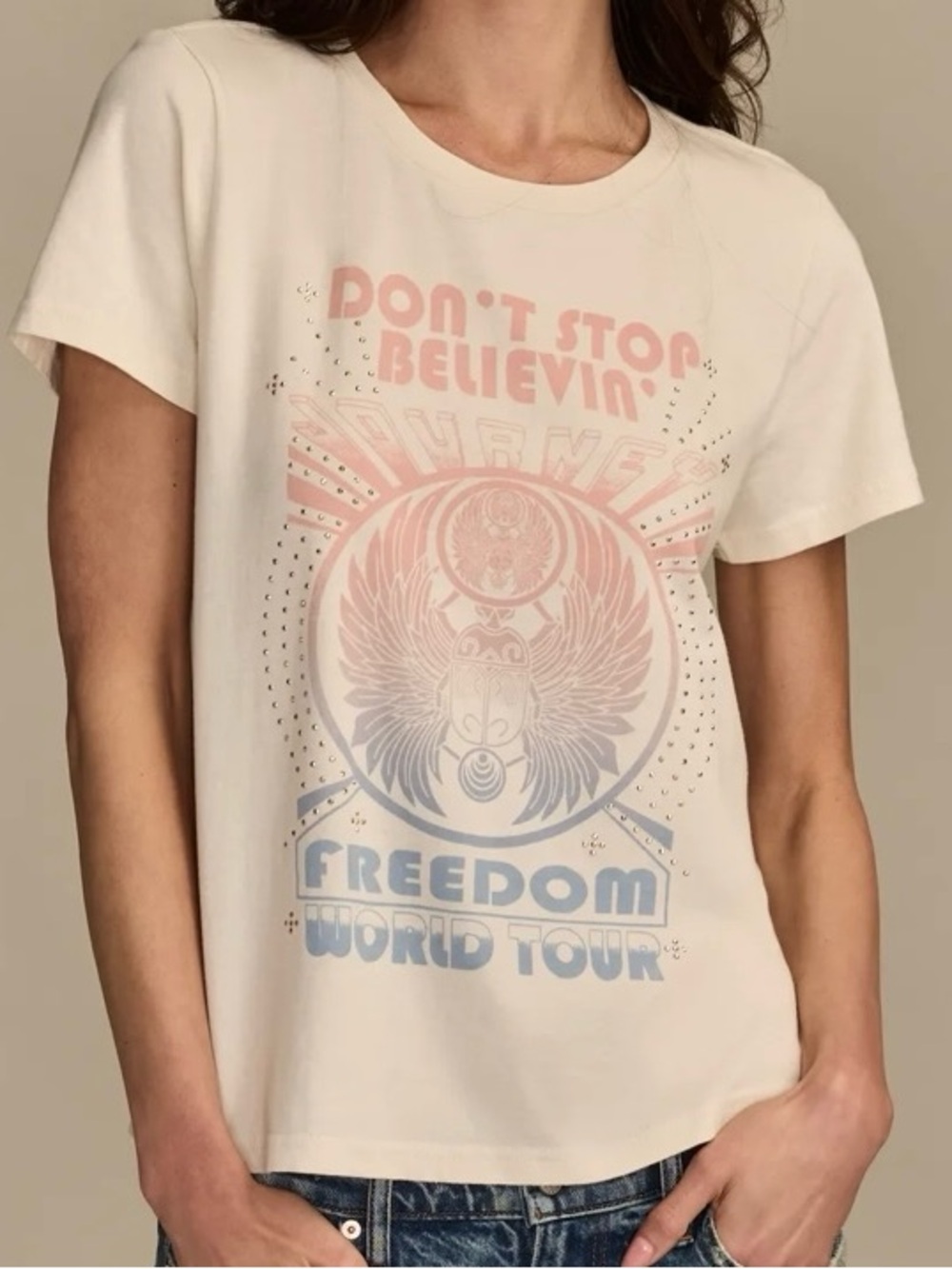 Lucky Brand Journey Freedom Classic Crew T-Shirt Women’s XL Turtledove Color